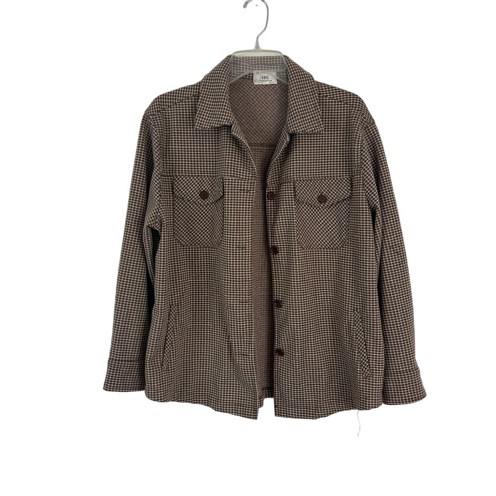 Have Shacket Brown Gingham Thicker Weight M